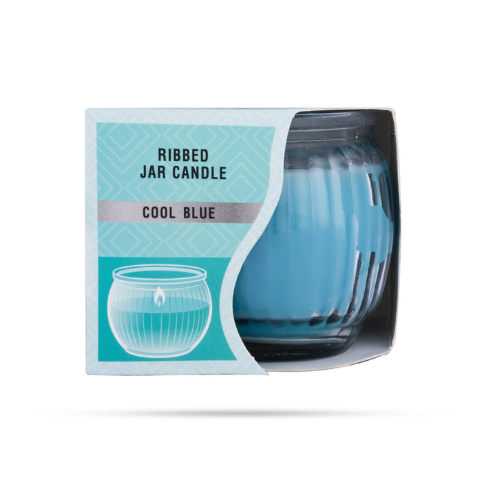 Scented Candle Jar- 110 Gms | Glass Candle/ Cool Blue Home Fragrances/ Room Freshener Candle For Soothing Aroma