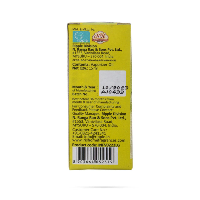 Iris Lemon Grass Vaporizer Oil - 15 Ml | Refreshing, Invigorating Oil - Room Freshener