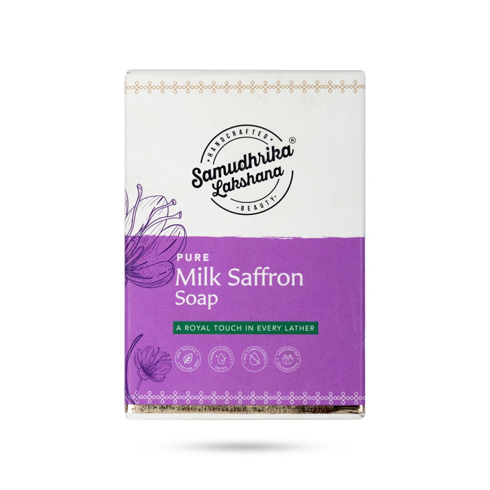 Samudhrika Lakshana Purely Handcrafted Milk Saffron Soap - 125 Gms | Herbal Bath Soap / Nourishing Skin Care