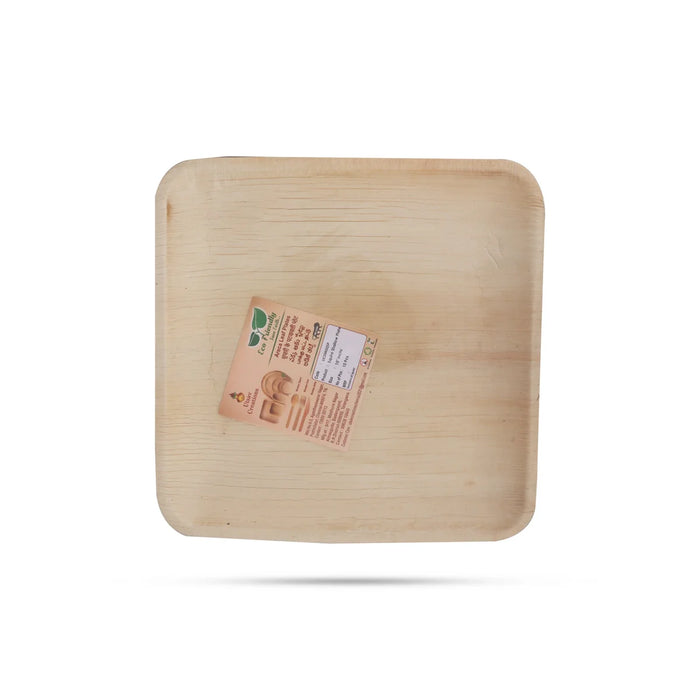 Areca Leaf Plate - 10 Pcs Set - Square Shallow - 9x9 Inch - Eco Friendly Plates & Cups