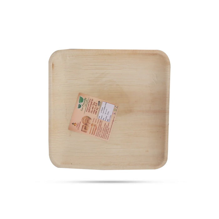 Areca Leaf Plate - 10 Pcs Set - Square Shallow - 9x9 Inch