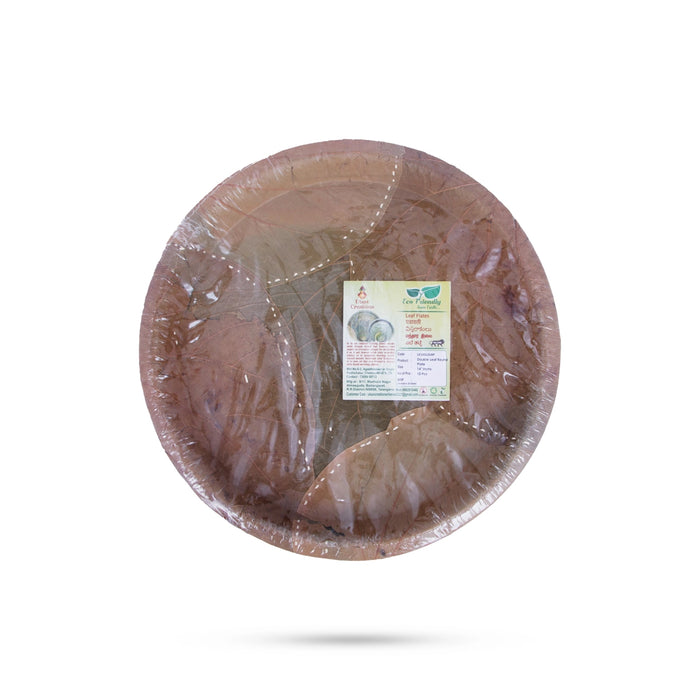 Areca Leaf Plate Set - 14 Inches | 10 Pcs/ Round Shape Areca Palm Plates/ Double Layer Disposable Plate/ 53 Gms - Eco Friendly Plates & Cups