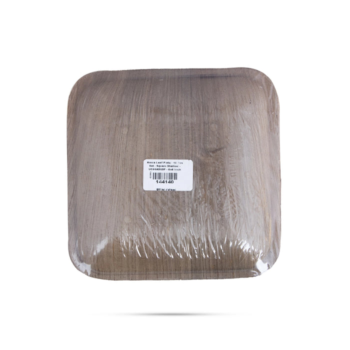 Areca Leaf Plate Set - 6 x 6 Inches | 10 Pcs/ Areca Palm Plates/ Square Shape Areca Plates - Eco Friendly Plates & Cups