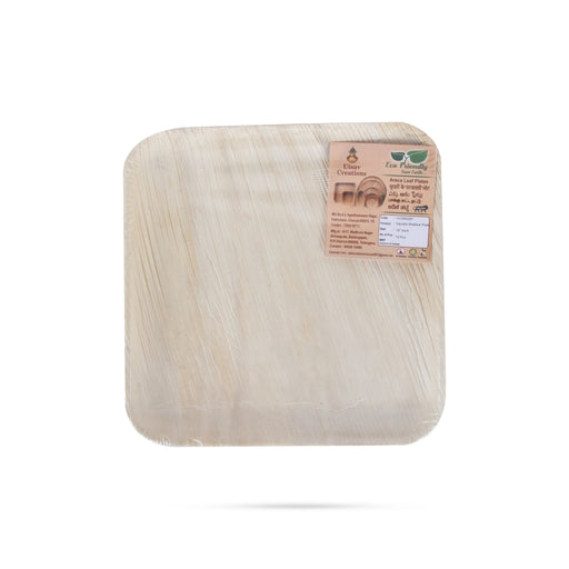 Areca Leaf Plates Set - 10 Inches | Square Shape Palm Leaf Plate/ 10 Pcs/ Disposable Plates for Temple - Eco Friendly Plates & Cups