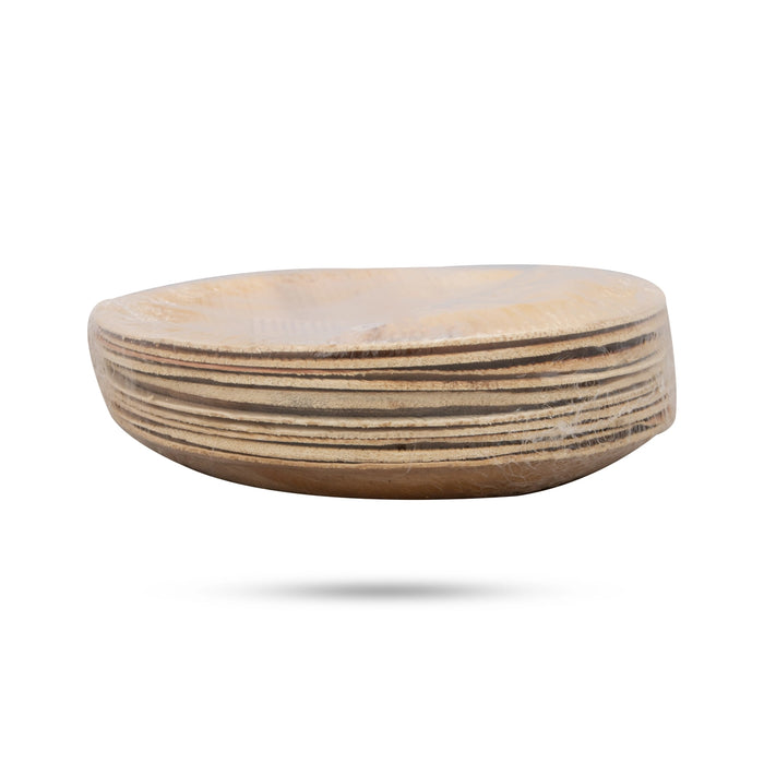 Areca Leaf Plate Set - 6 Inches | 10 Pcs/ Round Shallow Shape Palm Leaf Plate/ Disposable Plate for Temple - Eco Friendly Plates & Cups