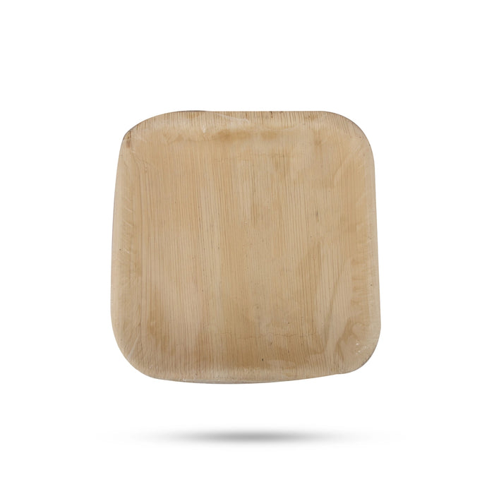 Areca Leaf Plate Set - 7 Inches | 10 Pcs/ Disposable Plate/ Square Deep Shape Palm Leaf Plate for Temple - Eco Friendly Plates & Cups