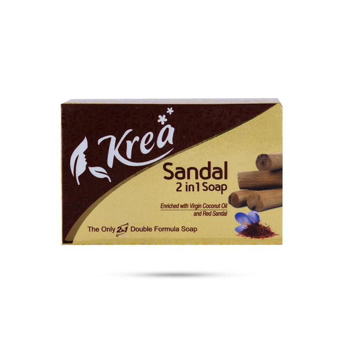 Krea Sandal 2 In 1 Soap - 100 Gms | Sandalwood Oil Soap / Bathing Soap / Herbal Soap / Skin Nourishment
