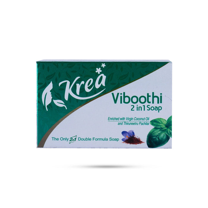 Krea Viboothi Herbal Soap 2 in 1 - 100 Gms | Enriched with Virgin Coconut Oil / Herbal Skin Care & Cleansing Bar