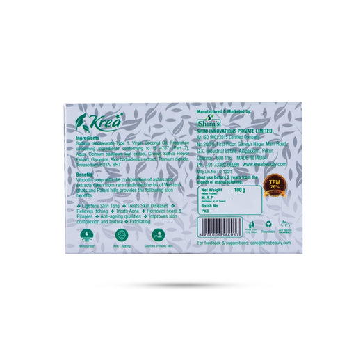 Krea Viboothi Herbal Soap 2 in 1 - 100 Gms | Enriched with Virgin Coconut Oil / Herbal Skin Care & Cleansing Bar - Body care