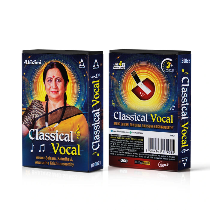 Classical Vocal Music Card | Aruna Sairam, Saindhavi, Anuradha Krishnamoorthy/ Usb Music Stick for Home - Music USB