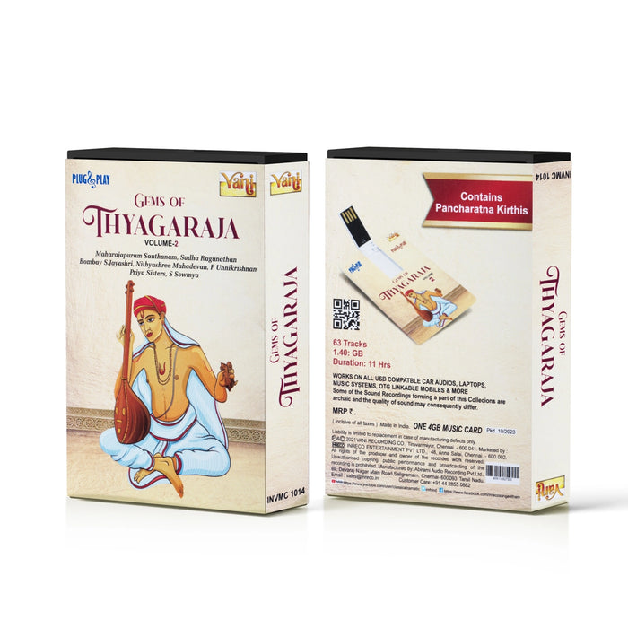 Gems Of Thyagaraja Music Card - Volume 2 | Santhanam,Sudha Ragunathan/Music Pen Drive/ Usb Music Stick for Home - Music USB