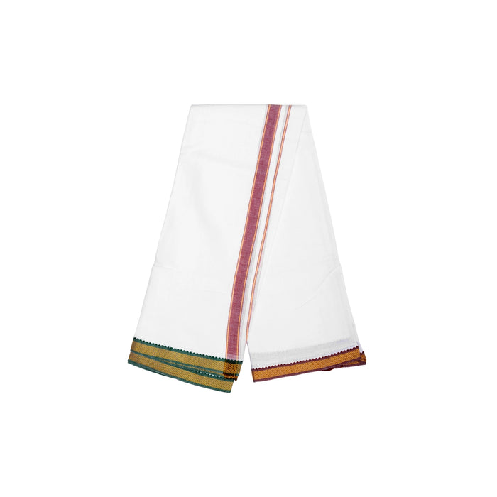 White Veshti - 2 Mtrs | Mayilkan Border Dhoti/ White Colour Vesti / Traditional dhothi for Men