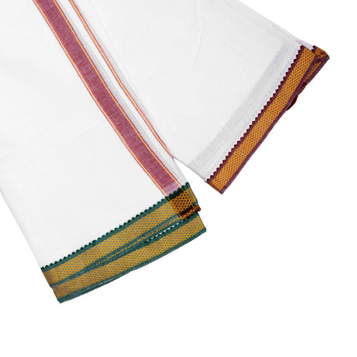 White Veshti - 2 Mtrs | Mayilkan Border Dhoti/ White Colour Vesti / Traditional dhothi for Men