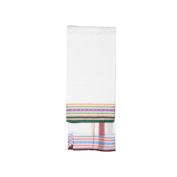 Veshti - 2 Mtrs | Half White Dhoti / Fancy Dhothi / Traditional Vesti for Men