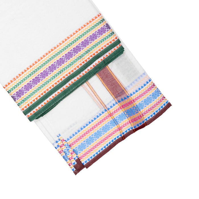 Veshti - 2 Mtrs | Half White Dhoti / Fancy Dhothi / Traditional Vesti for Men