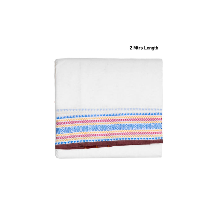 Veshti - 2 Mtrs | Half White Dhoti / Fancy Dhothi / Traditional Vesti for Men