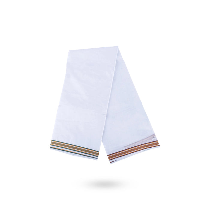 Cotton Veshti - 4 Mtrs | White Colour Vesti/ Seer Border Dhoti/ Traditional Dhothi/ Mundu for Men