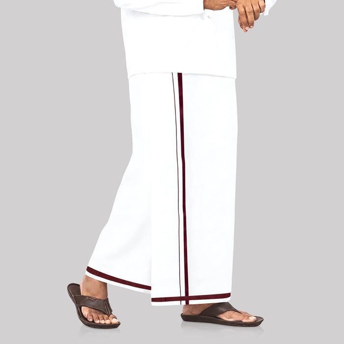 White Veshti - 2 Mtrs | Cotton Premier Vesti/ Traditional Dhothi/ Mundu for Men