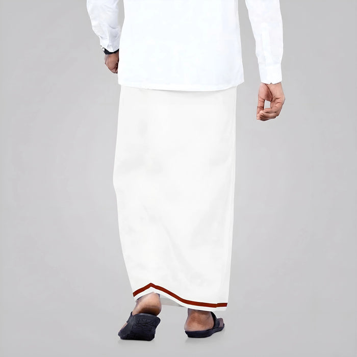 White Veshti - 2 Mtrs | Cotton Premier Vesti/ Traditional Dhothi/ Mundu for Men