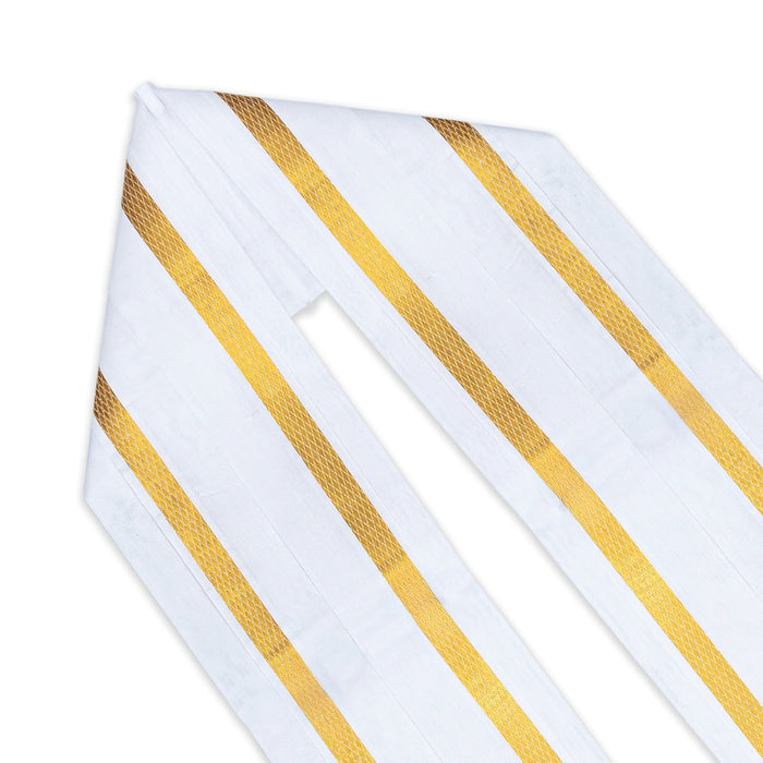 White Angavasthiram - 1.80 Mtr | White Angavastram / Jari Border Design Gamcha / Kasavu Shawl for Men - Shawls & Towels