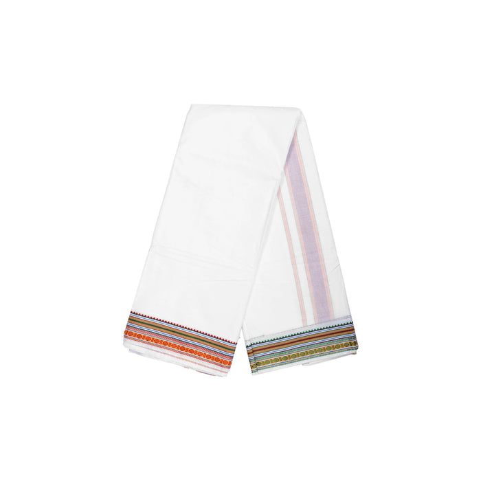 Veshti - 2 Mtrs| White Colour Dhoti / Fancy Mix Border Dhothi / Traditional Vesti for Men