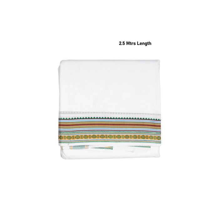 Veshti - 2 Mtrs| White Colour Dhoti / Fancy Mix Border Dhothi / Traditional Vesti for Men