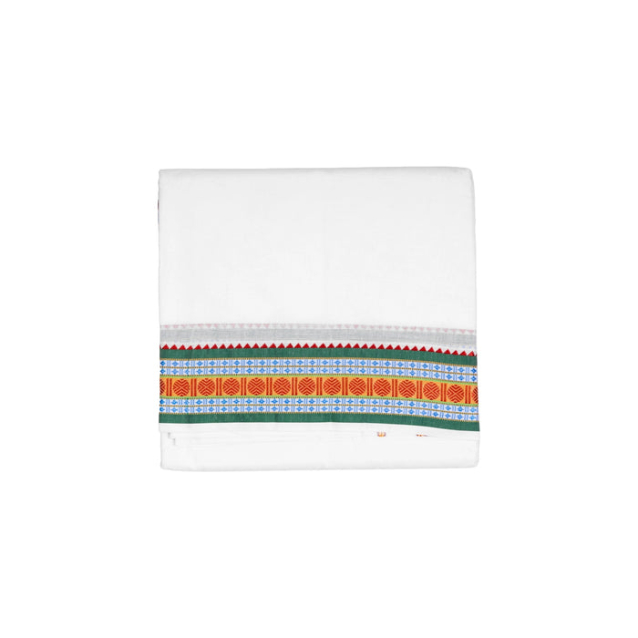 Veshti - 2 Mtrs | White Colour Dhoti / Fancy Border Vesti / Traditional Dhothi for Men
