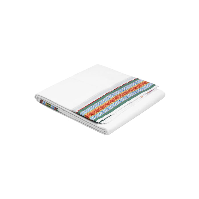 Veshti - 2 Mtrs | White Colour Dhoti / Fancy Border Vesti / Traditional Dhothi for Men