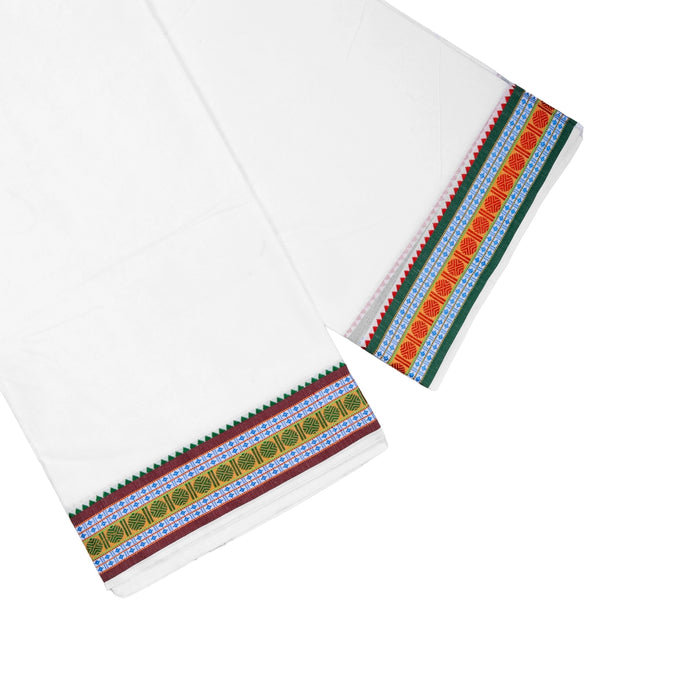 Veshti - 2 Mtrs | White Colour Dhoti / Fancy Border Vesti / Traditional Dhothi for Men