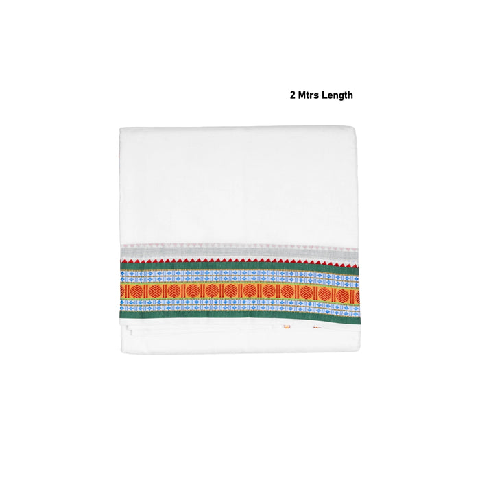 Veshti - 2 Mtrs | White Colour Dhoti / Fancy Border Vesti / Traditional Dhothi for Men