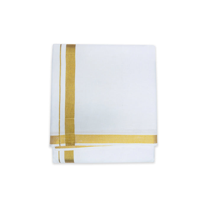 Veshti - 9 x 5 Inches | Jari Border Dhoti / Traditional dhothi / White Colour Vesti for Men / Ethnic wear For Men - Veshti & Dhoti