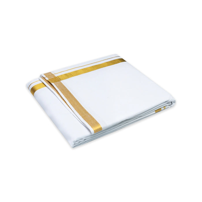 Veshti - 9 x 5 Inches | Jari Border Dhoti / Traditional dhothi / White Colour Vesti for Men / Ethnic wear For Men - Veshti & Dhoti