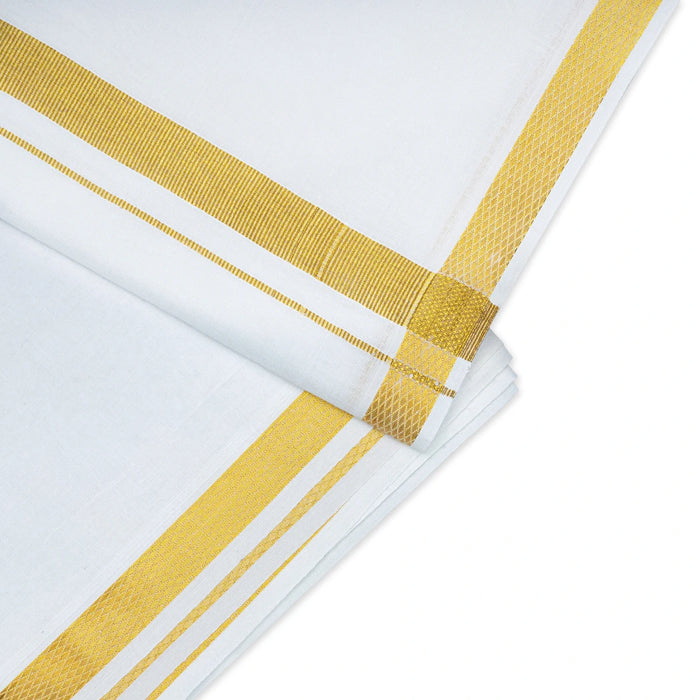 Veshti - 9 x 5 Inches | Jari Border Dhoti / Traditional dhothi / White Colour Vesti for Men / Ethnic wear For Men - Veshti & Dhoti