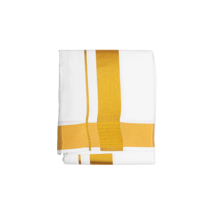 Cotton Veshti - 2 Mtrs | White Dhoti/ Jari Border Dhothi / Traditional Vesti for Men