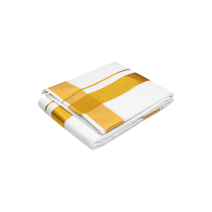 Cotton Veshti - 2 Mtrs | White Dhoti/ Jari Border Dhothi / Traditional Vesti for Men