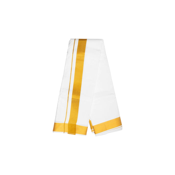 Cotton Veshti - 2 Mtrs | White Dhoti/ Jari Border Dhothi / Traditional Vesti for Men