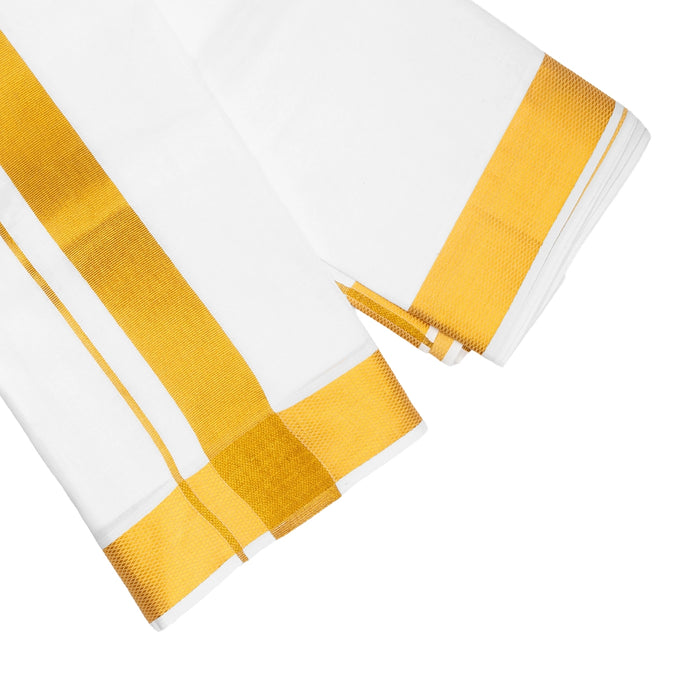 Cotton Veshti - 2 Mtrs | White Dhoti/ Jari Border Dhothi / Traditional Vesti for Men