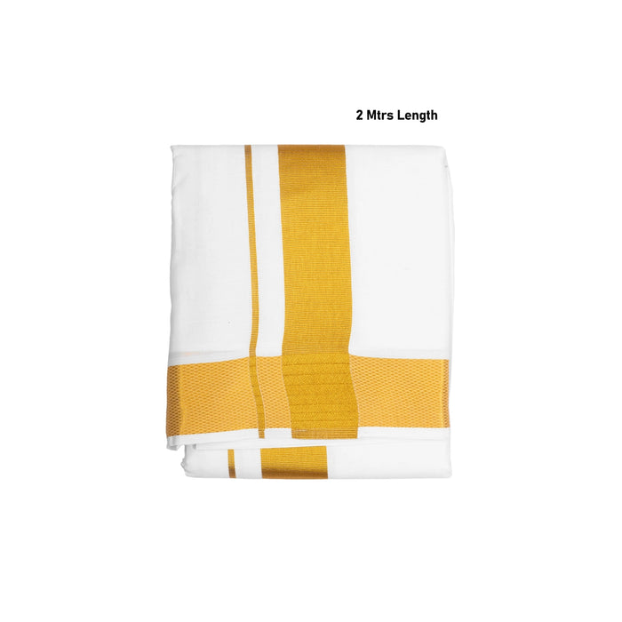 Cotton Veshti - 2 Mtrs | White Dhoti/ Jari Border Dhothi / Traditional Vesti for Men