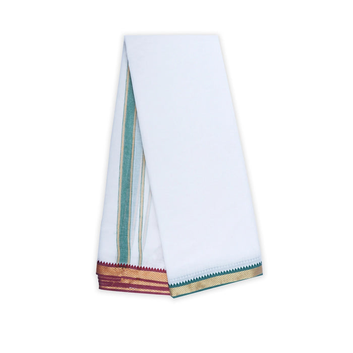 Veshti - 9 x 5 Yards | Karigam Mayilkan Border Dhoti/ Half White Colour Vesti for Men - Veshti & Dhoti