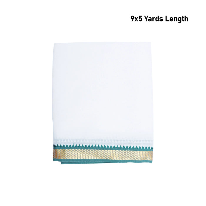 Veshti - 9 x 5 Yards | Karigam Mayilkan Border Dhoti/ Half White Colour Vesti for Men - Veshti & Dhoti