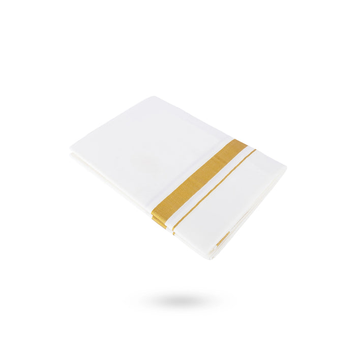 Veshti - 2 Mtrs | VIP Jari Border Dhothi/ Cream Colour Cotton Vesti/ Traditional Mundu for Men