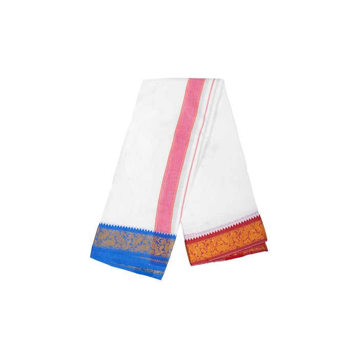 Cotton Veshti - 2 Mtrs| White Colour Dhoti / Jacquard Border Vesti for Men