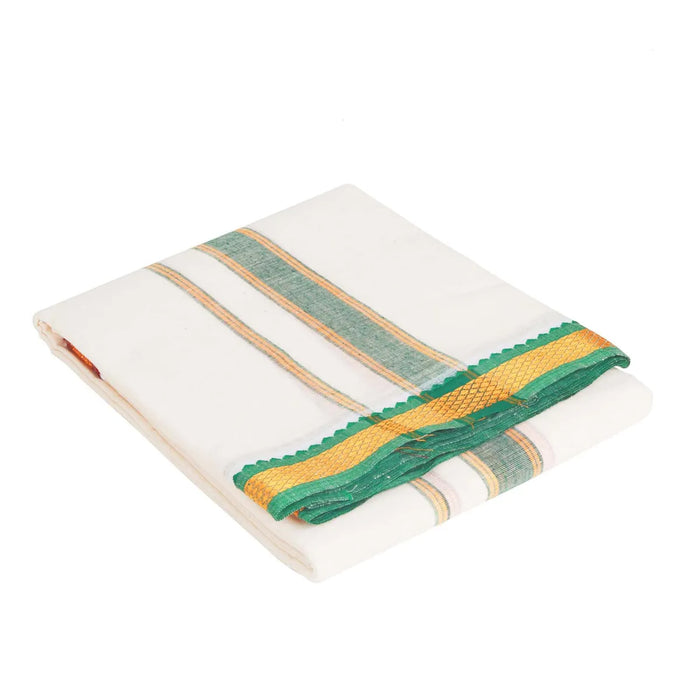 Veshti - 3.6 Mtrs | Half White Colour Dhoti / Mayilkan Border & Traditional Wear Vesti For Mens