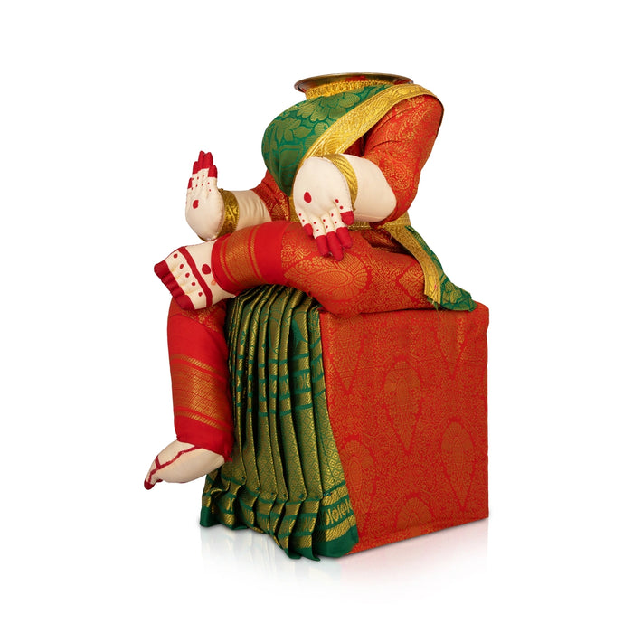 Varalakshmi Stand - 13 x 7 Inches | Wooden Amman Alangaram Stand/ Ammavari Pooja Stand For Pooja Decor