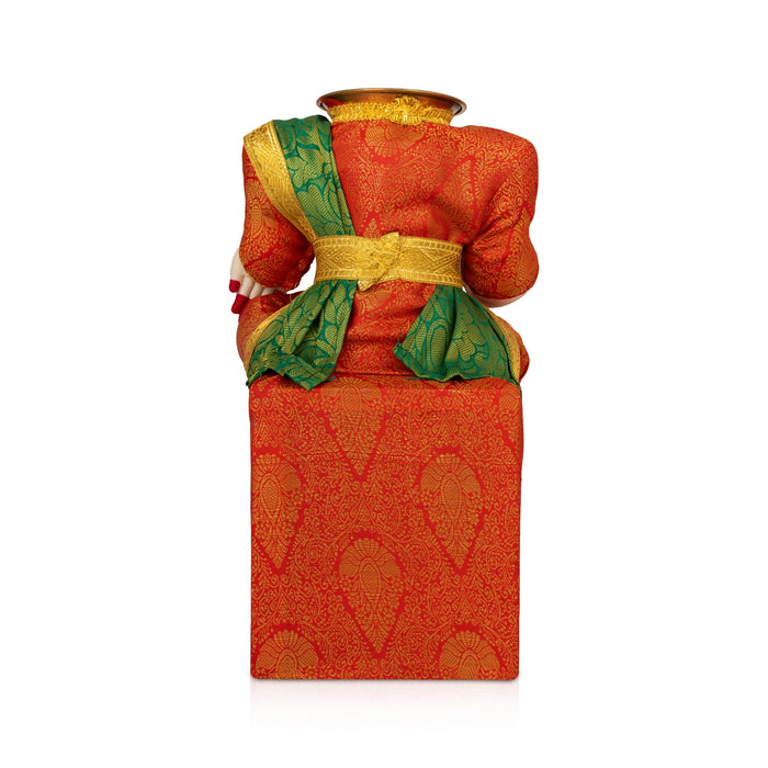 Varalakshmi Stand - 13 x 7 Inches | Wooden Amman Alangaram Stand/ Ammavari Pooja Stand For Pooja Decor