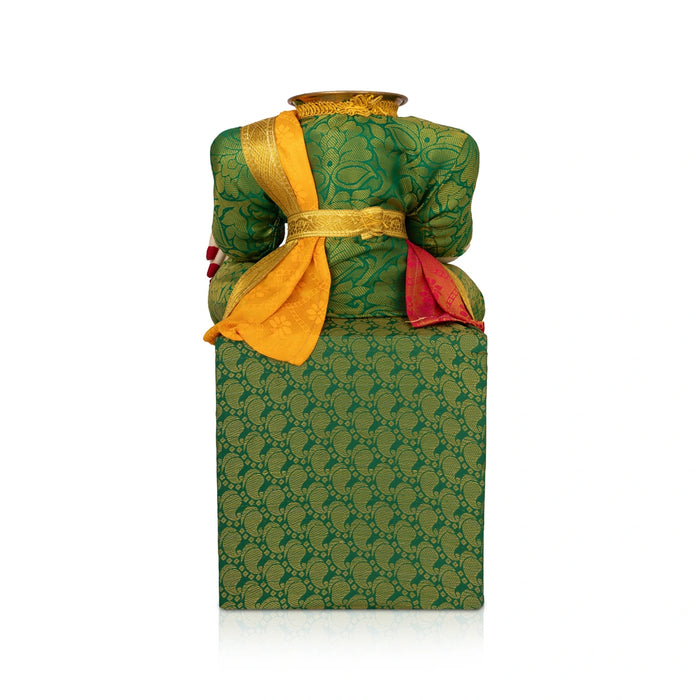 Wooden Varalakshmi Stand - 15 x 6.5 Inches | Ammavari Idol without Face/ Amman Alangaram Stand for Deity Decor