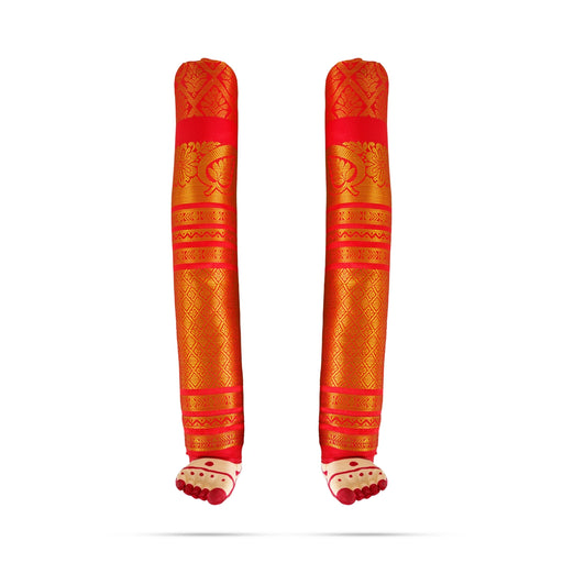 Varalakshmi Hand and Leg Set - 13 x 1.5 Inches | Cloth & Jari Design Hastam Padham for Deity Decor - Deity Jewellery & Vastra Sets