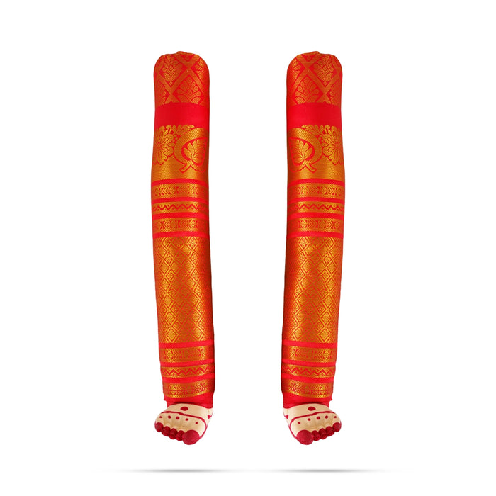 Varalakshmi Hand and Leg Set - 13 x 1.5 Inches | Cloth & Jari Design Hastam Padham for Deity Decor - Deity Jewellery & Vastra Sets