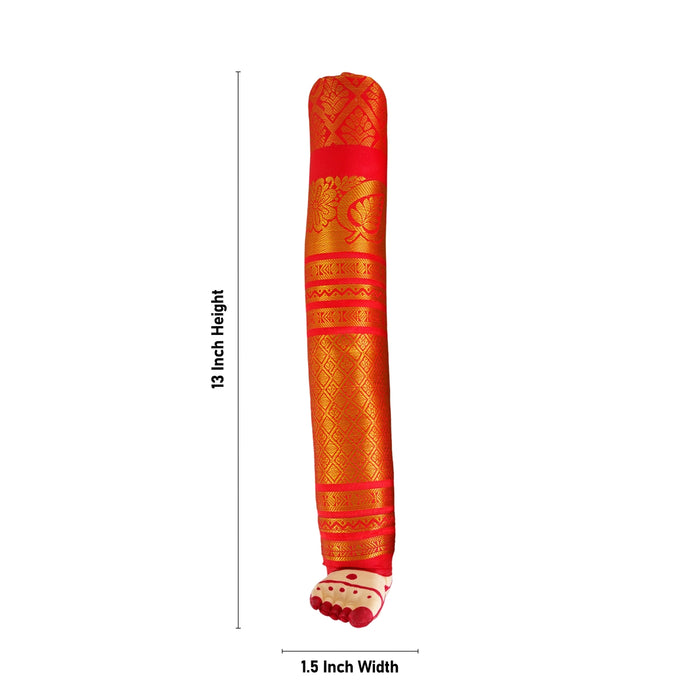 Varalakshmi Hand and Leg Set - 13 x 1.5 Inches | Cloth & Jari Design Hastam Padham for Deity Decor - Deity Jewellery & Vastra Sets