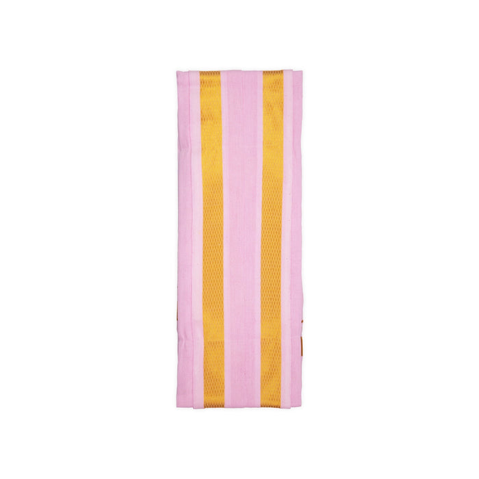 Towel - 2 Mtrs | Pink Colour Angavastram/ Cotton Thundu/ Gold Jari Design Gamcha for Men - Shawls & Towels